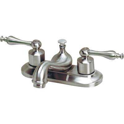 Home Impressions Brushed Nickel 2-Handle Lever 4 In. Centerset Bathroom Faucet with Pop-Up